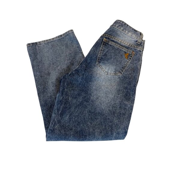 Vintage VIP Jeans Wide-Leg Denim Size 5/25 Blue Wash Retro Style Hemmed Short - Picture 1 of 6
